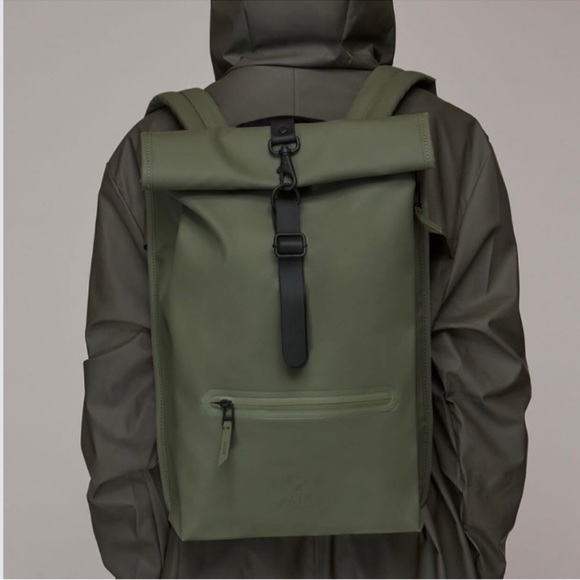 New! RAINS Waterproof Rolltop Rucksack Backpack - Picture 3 of 13